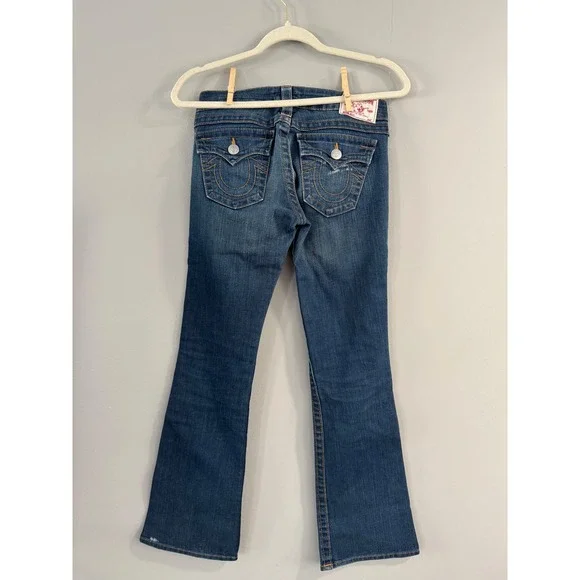 True Religion Becky Bootcut Jeans Petite Dark Wash Denim USA Made Size 26 - Picture 4 of 14